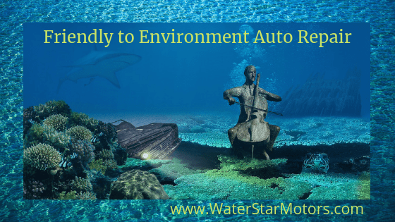 Clean seafloor with the text "Friendly to environment auto repair"
